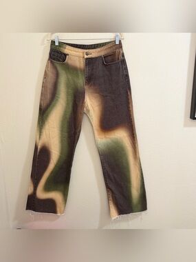 Jaded London Curly Fry Swirl Wide Leg Jeans Size 28 90s Grunge Y2K Streetwear